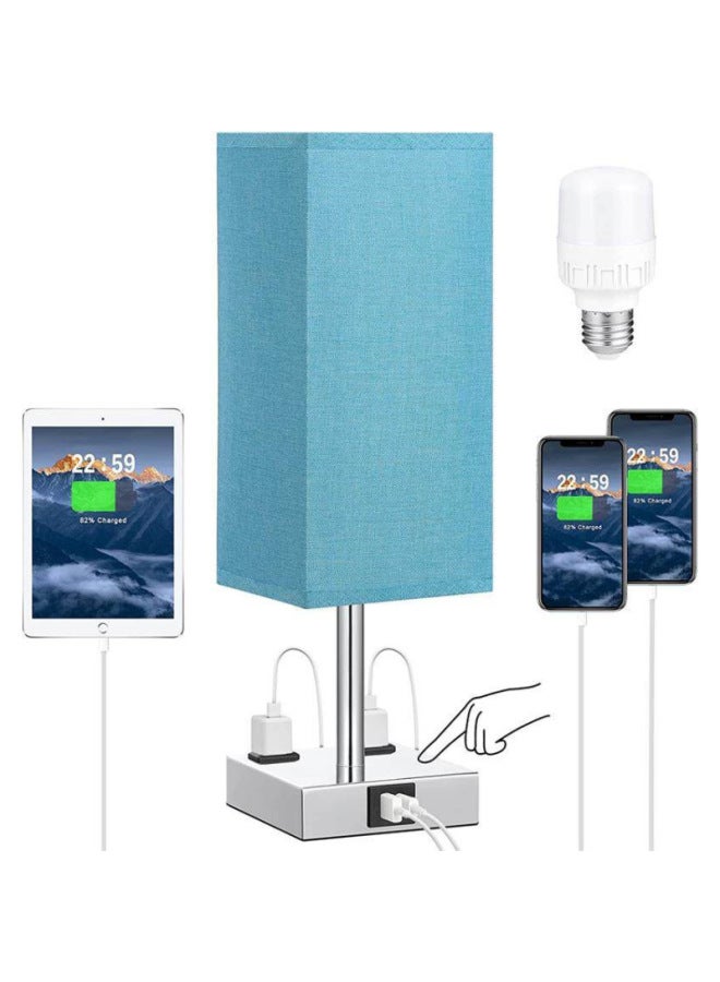 Exclusive Fabric Table Lamp Touch Dimming Ac Usb 2-hole Ac Socket Bedroom Bedside Cabinet Lamp-Light Source Power:US Gauge + Special Bulb-Light Color:Fine Ephedra - Image 4