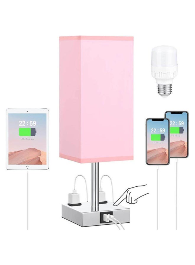 Exclusive Fabric Table Lamp Touch Dimming Ac Usb 2-hole Ac Socket Bedroom Bedside Cabinet Lamp-Light Source Power:US Gauge + Special Bulb-Light Color:Fine Ephedra - Image 5