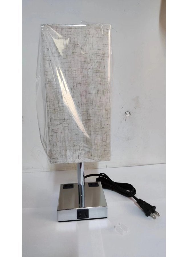 Exclusive Fabric Table Lamp Touch Dimming Ac Usb 2-hole Ac Socket Bedroom Bedside Cabinet Lamp-Light Source Power:US Gauge + Special Bulb-Light Color:Fine Ephedra - Image 1