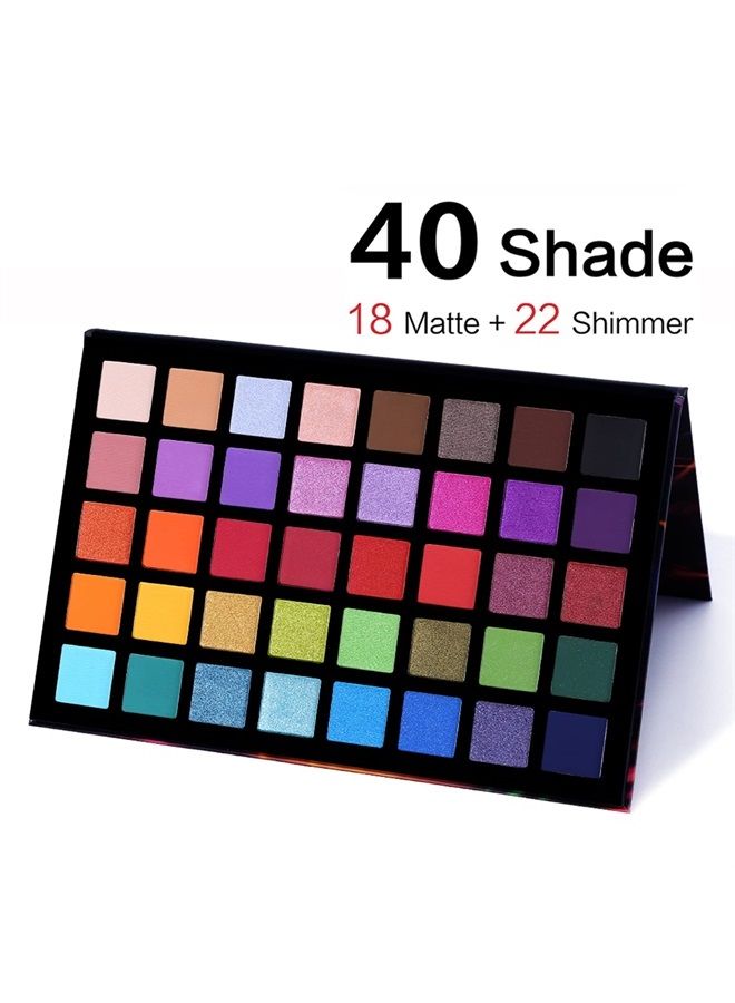 Ucanbe Spotlight Eyeshadow Palette + 15 PCS Eye Brushes Makeup Set, Professional 40 Color Matte Shimmer Glitter Eye Shadow Pallet Highly Pigmented Waterproof Long Lasting Make up Pallete - Image 2