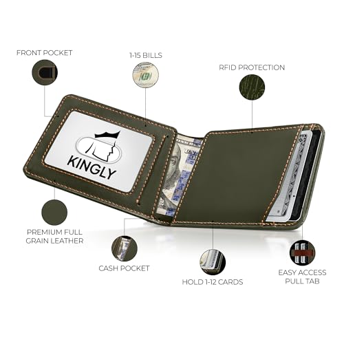 Kingly Cash Pocket Slim Wallet for Men - RFID Blocking Leather Card Holder - Minimalist Men’s Wallet for Front Pockets - Holds 1-15 Cards & Cash - Durable Italian Leather Wallets - Image 2