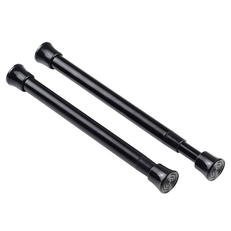 KXLIFE 2 Pack Small Spring Tension Curtain Rod 75 to 115 Inch Thin Tension Rod No Drill for Window Cupboard Closet Black