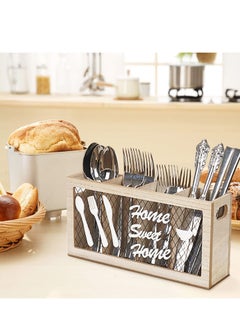 Excefore Wooden Silverware Holder, 4 Compartments Kitchen Utensil Holder for Countertop,Rustic Spoon Holder Kitchen Tools Storage Caddy Decoroon Holder Kitchen Tools Storage Caddy Decor  - Image 5