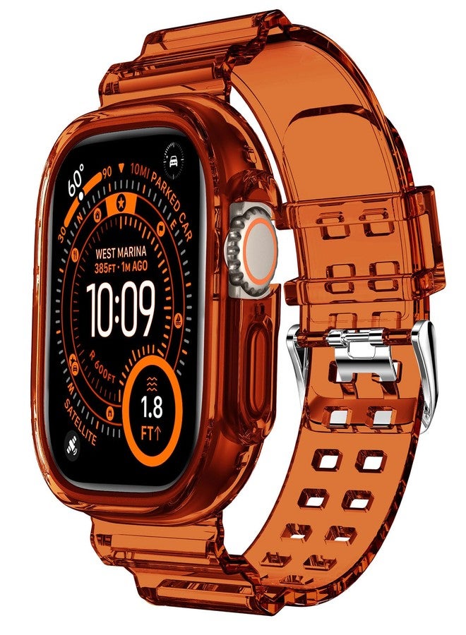 DABAOZA Compatible with Apple Watch Band 38 mm 40 mm 42 mm 44 mm with Glitter Bumper Case, Women Silicone Soft Comfortable Adjustable Strap for iWatch SE Series 6/5/4/3/2/1, Clear Brown, 41mm/40mm - Image 1