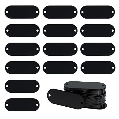 StayMax Aluminum Engraving Blanks Tags Stamping Blanks Tags with 2 Holes 25 Pack (Black) - Image 1