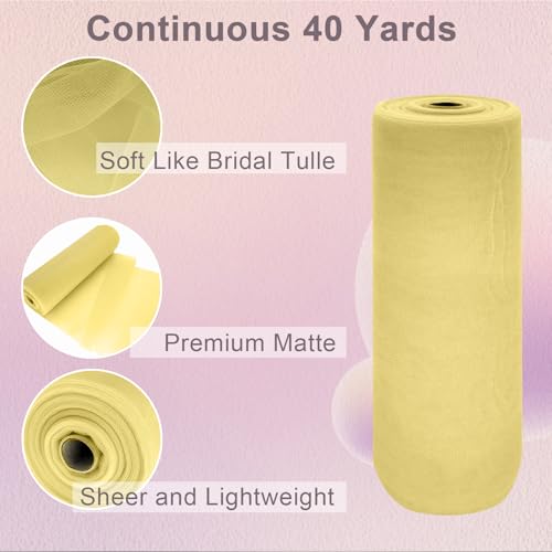 Ableme Deco Gold Tulle Fabric Roll Spool Bolt (54 Inch by 40 Yards) Large Tulle Wedding Party Decoration, Tutu Skirt, Table Runner, Gift Wrapping, Bridal Shower, Soft & Drape (Antique Gold) - Image 2