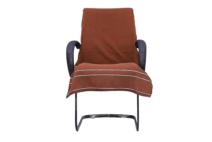 DRYHUG Cotton Chair Towel 500 GSM Super Soft Office Chair Towel with Tie Knot Pack of 1 Brown - Image 3