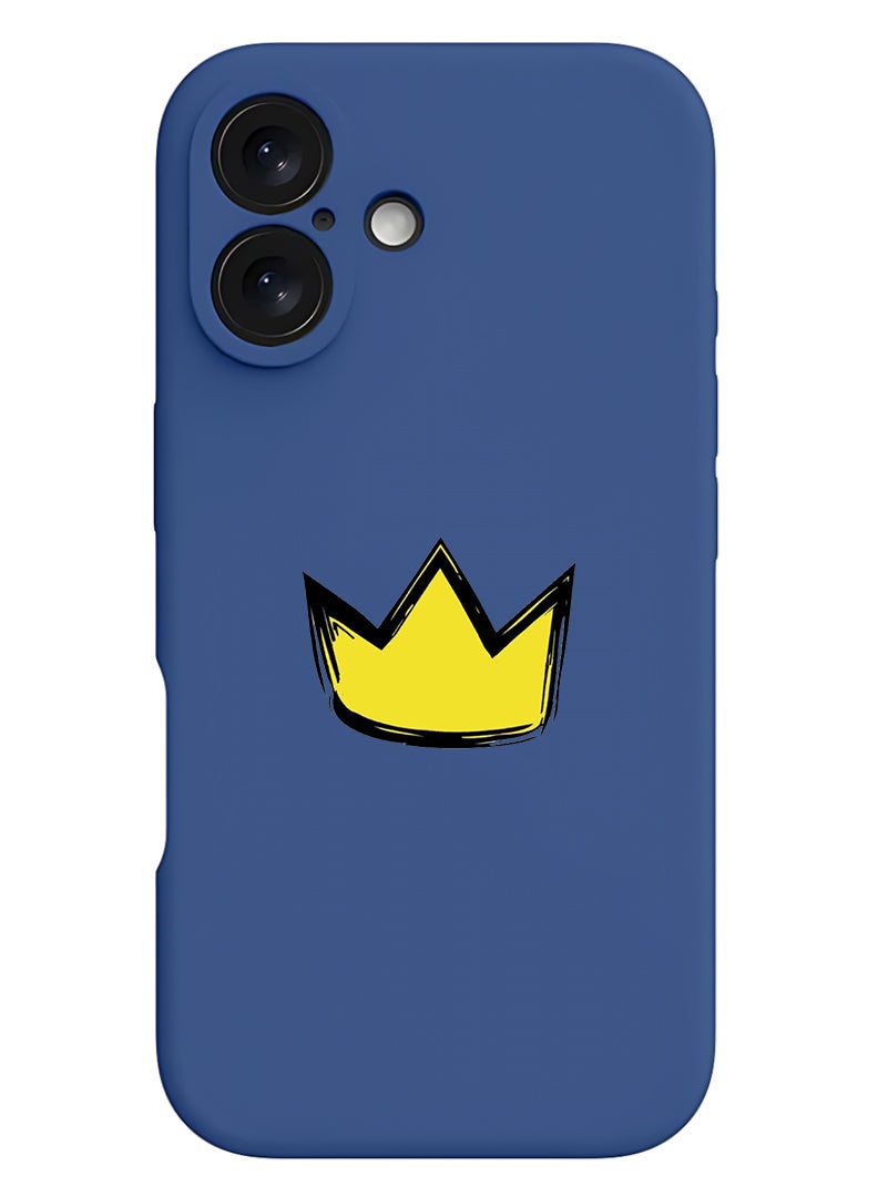 Theodor Protective Slim Fit Case Liquid Silicone Cover with Full Body Protection Anti-Scratch Shockproof Case For Apple iPhone 17 (Blue) Yellow Crown - Image 1