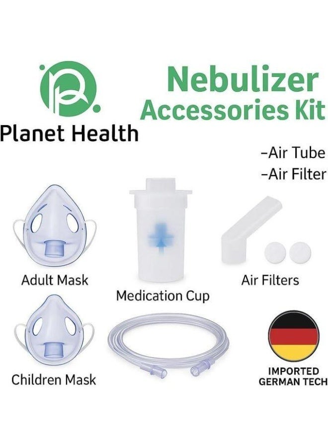 Planet Health The Planet Health Nebulizer Accessories Kit includes an adult mask, a child's mask, a medicine cup, an air filter, and an air tube - Image 3