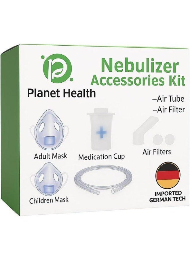 Planet Health The Planet Health Nebulizer Accessories Kit includes an adult mask, a child's mask, a medicine cup, an air filter, and an air tube - Image 4