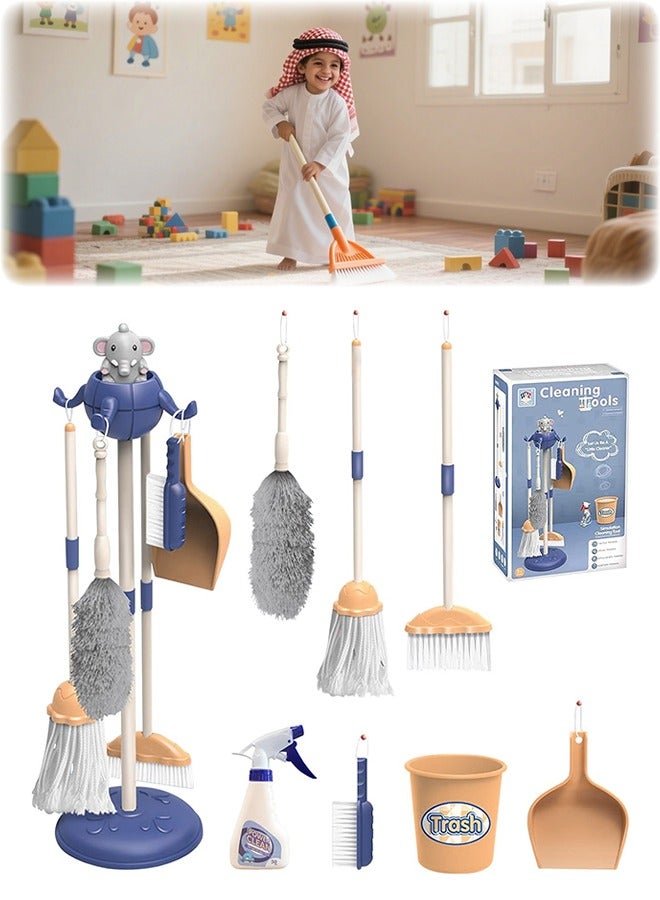 Kids Cleaning Set, 8pcs Housekeeping Play Set, Housekeeping Broom Mop Duster Dustpan Brushes and Organizing Stand, Household Tools Cleaning Toys Play Set, Pretend Play Set, Fun Cleaning Toys Gift for Toddlers Girls Boys Age 3-6  - Image 1