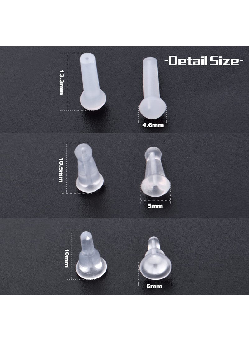 BronaGrand BronaGrand Silicone Earring Backs, 30pcs Clear, 3 Styles, Secure, Hypoallergenic, Replacement for Hook Earring  - Image 3