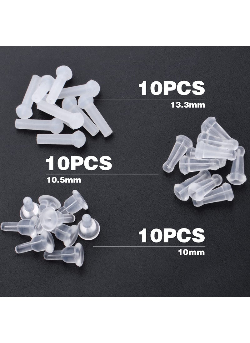 BronaGrand BronaGrand Silicone Earring Backs, 30pcs Clear, 3 Styles, Secure, Hypoallergenic, Replacement for Hook Earring  - Image 2