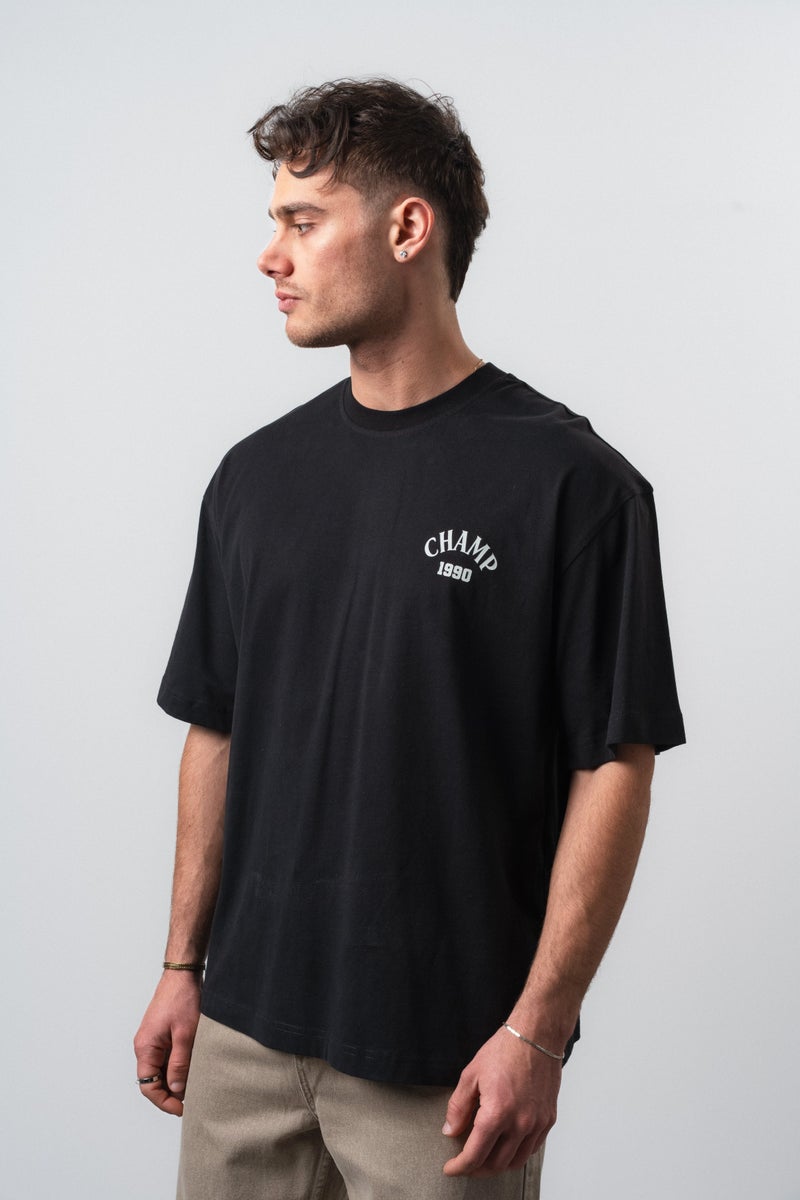 RESPIRE Men's Zidane Print Oversize T-Shirt Black - Image 4