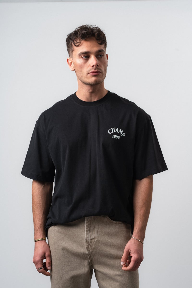 RESPIRE Men's Zidane Print Oversize T-Shirt Black - Image 3