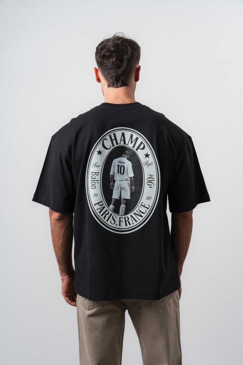 RESPIRE Men's Zidane Print Oversize T-Shirt Black - Image 2