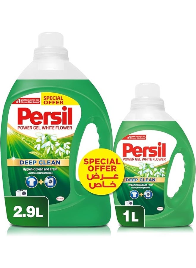 Persil Gel White Flower Laundry Detergent 2.9L + 1L Pack  Powerful Stain Removal & Fresh Floral Scent - Image 1