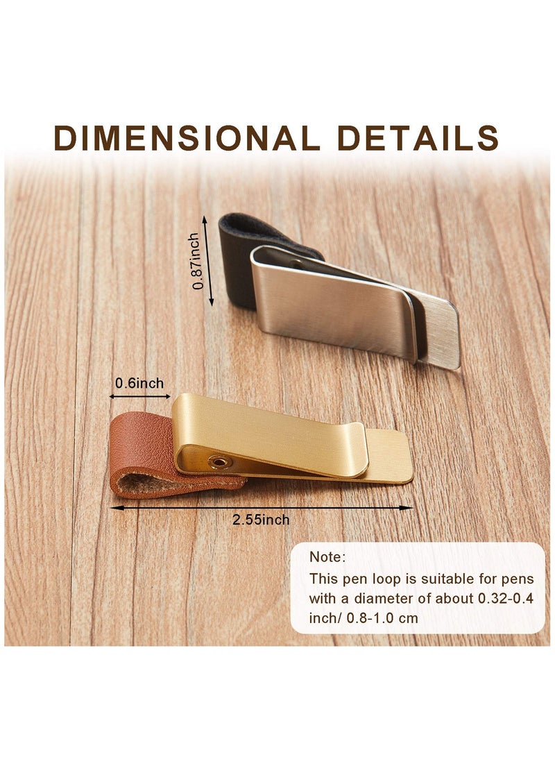 SYOSI 4PCS Pen Loop Holder Notebooks Pen Sleeve, PU Leather Pen Holder, Journals Notebooks Pen Loop with Clips for for Notebook and Clipboard at Home, Pocket, Office, Fit Most Pen Size  - Image 2
