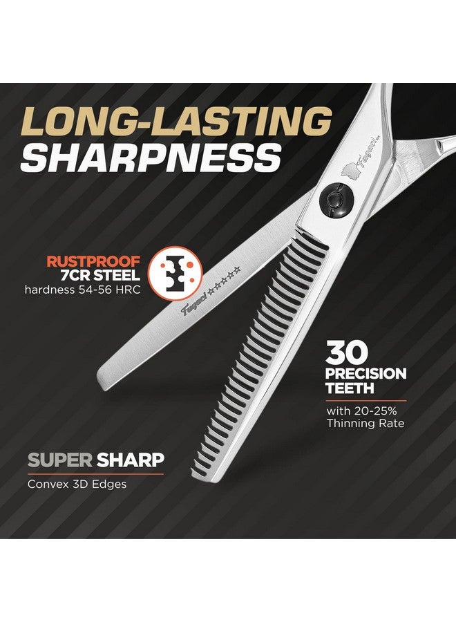 Fagaci Fagaci Thinning Shears 6 Inch with Extremely Sharp Blades, Professional Hair Thinning Scissors, Durable, Smooth Motion & Fine Cut, Thinning Scissors with Sheath, Cleaning Leather, Key&Rings - Image 3