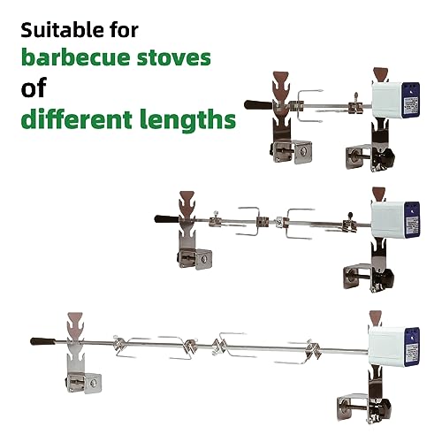 ZENONEZ Rotisserie Kit Universal Replacement 5078a Quick Install Portable Spit Grill Outdoor Camping BBQ Three Heights Adjustable Length Cooking Tool Roaster Accessories Chicken Fork Heavy Duty Motor DC 5V - Image 3