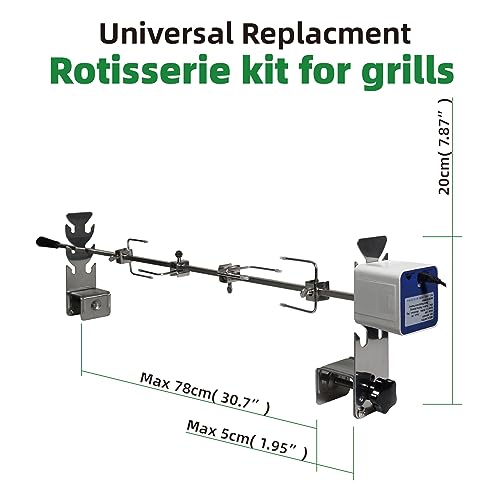 ZENONEZ Rotisserie Kit Universal Replacement 5078a Quick Install Portable Spit Grill Outdoor Camping BBQ Three Heights Adjustable Length Cooking Tool Roaster Accessories Chicken Fork Heavy Duty Motor DC 5V - Image 2