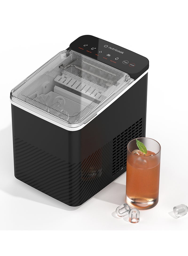 nutricook Icy Bullet Ice Maker, Rapid 7-Minute Ice Production, Bullet-Shaped Ice, Self-Cleaning, Compact & Portable, 2-Year Warranty 1 L 150 W NC-ICY510K Black - Image 1