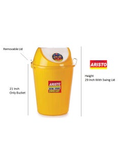 Aristo ARISTO Plastic Swing Garbage Waste Dustbin Trash Bucket 60 Liters Yellow Color Can Be Used For Garbage Waste Management (Wet&Dry)  - Image 2
