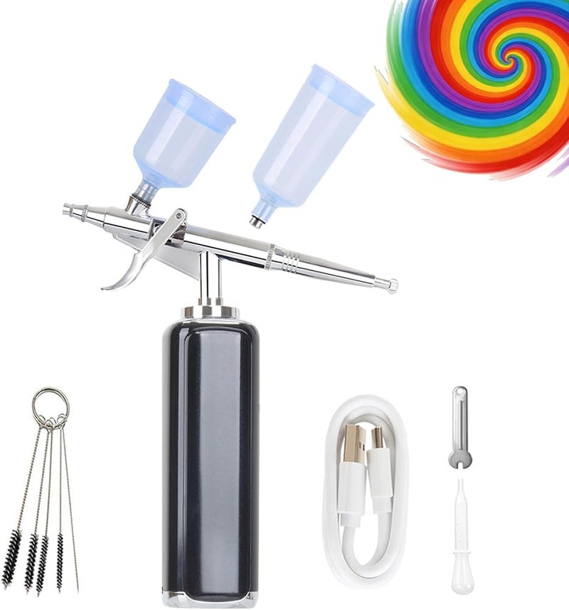 I-BEAUTEE High air Flow Airbrush Kit,Portable Airbrush Compressor, Rechargeable Cordless Airbrush, Mini Air Brush, Handheld Airbrush Gun for Barber, Model Painting, Nail Art, Makeup, Tattoo - Image 3