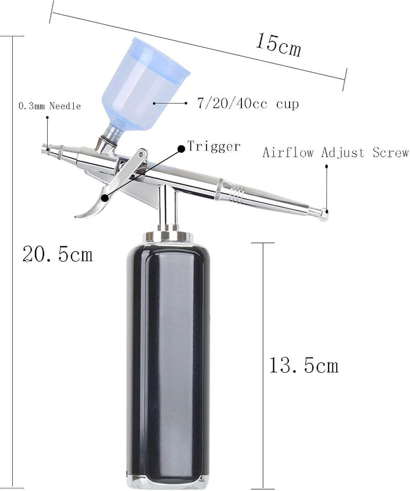I-BEAUTEE High air Flow Airbrush Kit,Portable Airbrush Compressor, Rechargeable Cordless Airbrush, Mini Air Brush, Handheld Airbrush Gun for Barber, Model Painting, Nail Art, Makeup, Tattoo - Image 2