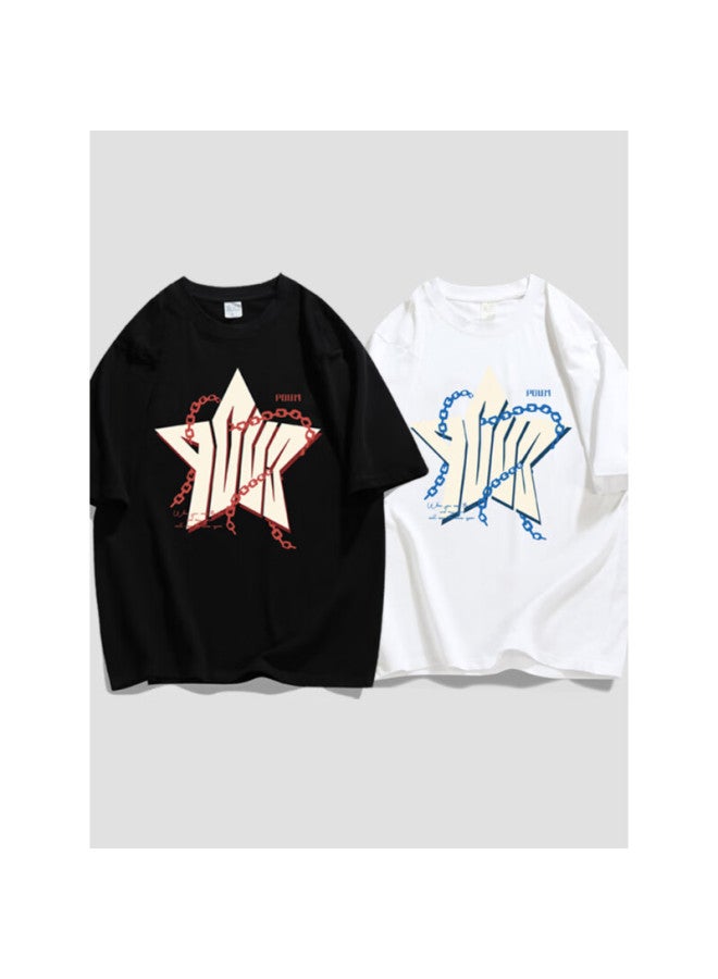 Poum Cotton T-shirt For Men And Women, Summer Trendy Loose Casual Undershirt, Thin Short-sleeve Tee Ph01 White M - Image 4