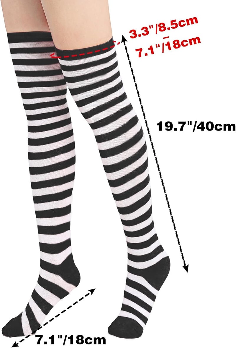 DAZCOS Striped Thigh High Socks Elastic Over The Knee Knit Stockings Leg Warmers for Christmas - Image 2