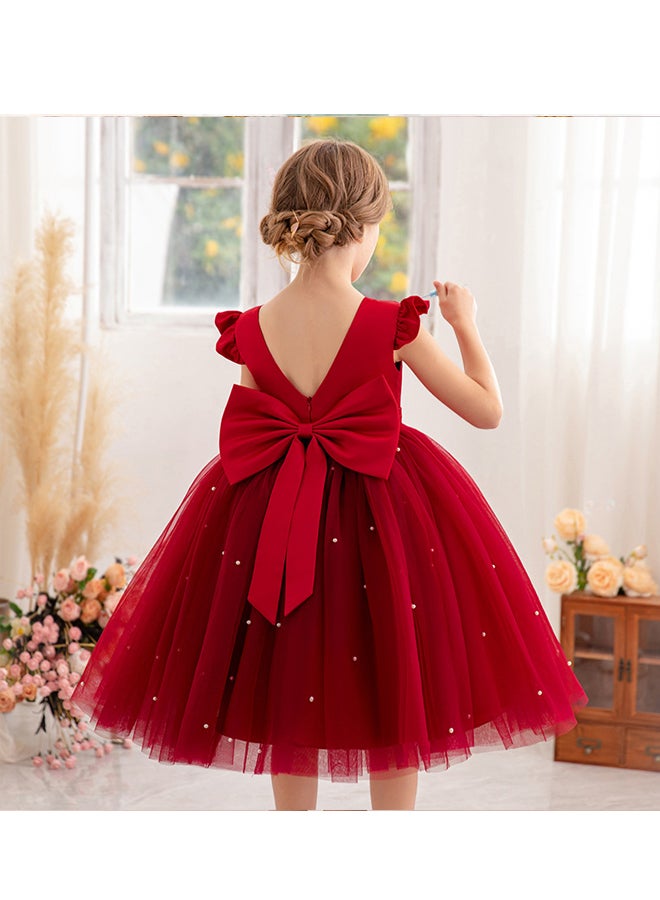 Girls Princess Puffy Dress Wedding Flower Girl Dress Children's Piano Performance costume Dress Host Costume Dress  - Image 1