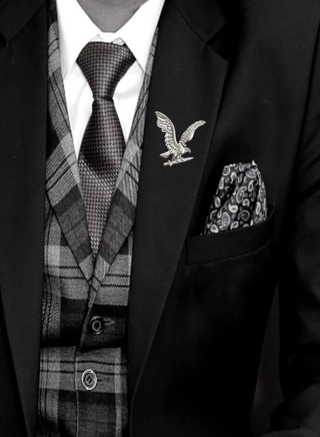 Mahi Classic Combo of Eagle-Shaped and Lion-Shaped Lapel Pin/Wedding Brooch for Men CO1104989M - Image 4