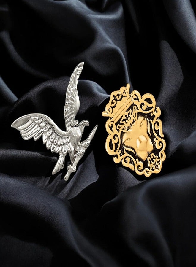 Mahi Classic Combo of Eagle-Shaped and Lion-Shaped Lapel Pin/Wedding Brooch for Men CO1104989M - Image 3
