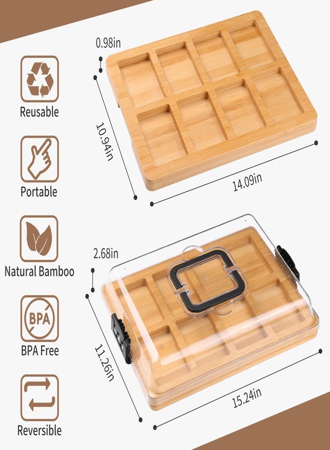 CAWIU Charcuterie Board with Lid and Handle - Portable Travel Design Bamboo Cheese Board Set with 4 Cheese Tools, Gift for Housewarming, Weddings, Picnics (8 Compartments, Black) - Image 5
