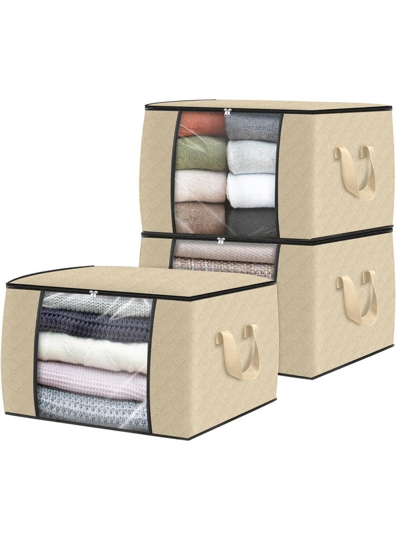 3 Pieces Large Capacity Sized Bags Clothes Storage Organizers Foldable, durable, and space-saving with See-Through Window and Carry Handles - Image 3