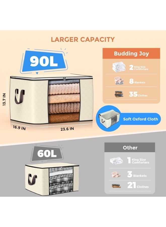 3 Pieces Large Capacity Sized Bags Clothes Storage Organizers Foldable, durable, and space-saving with See-Through Window and Carry Handles - Image 4