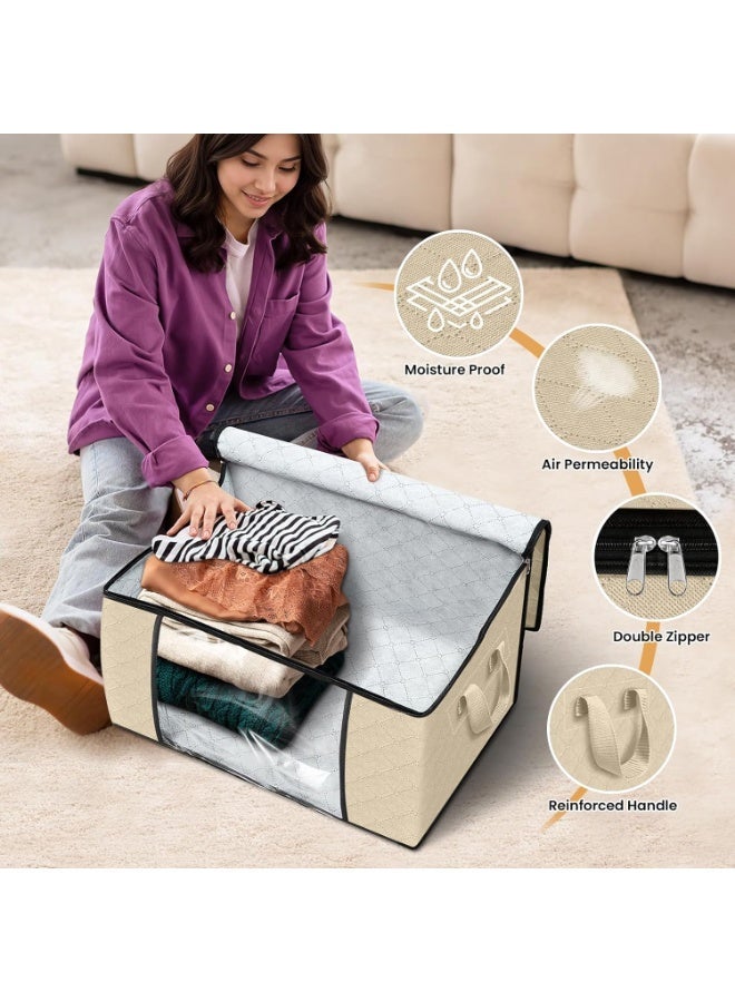 3 Pieces Large Capacity Sized Bags Clothes Storage Organizers Foldable, durable, and space-saving with See-Through Window and Carry Handles - Image 5