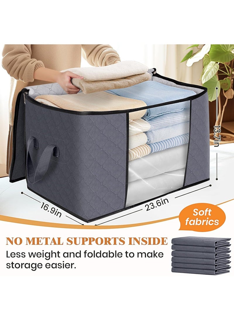 3 Pieces Large Capacity Sized Bags Clothes Storage Organizers Foldable, durable, and space-saving with See-Through Window and Carry Handles - Image 2