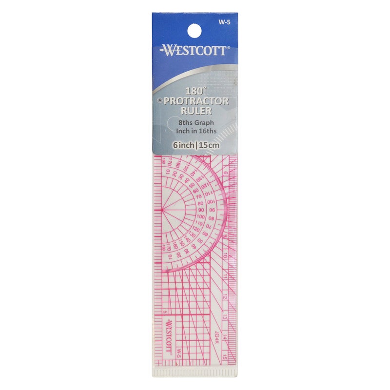 Westcott Protractor Ruler, 6", 15cm, Transparent (W-5) - Image 3