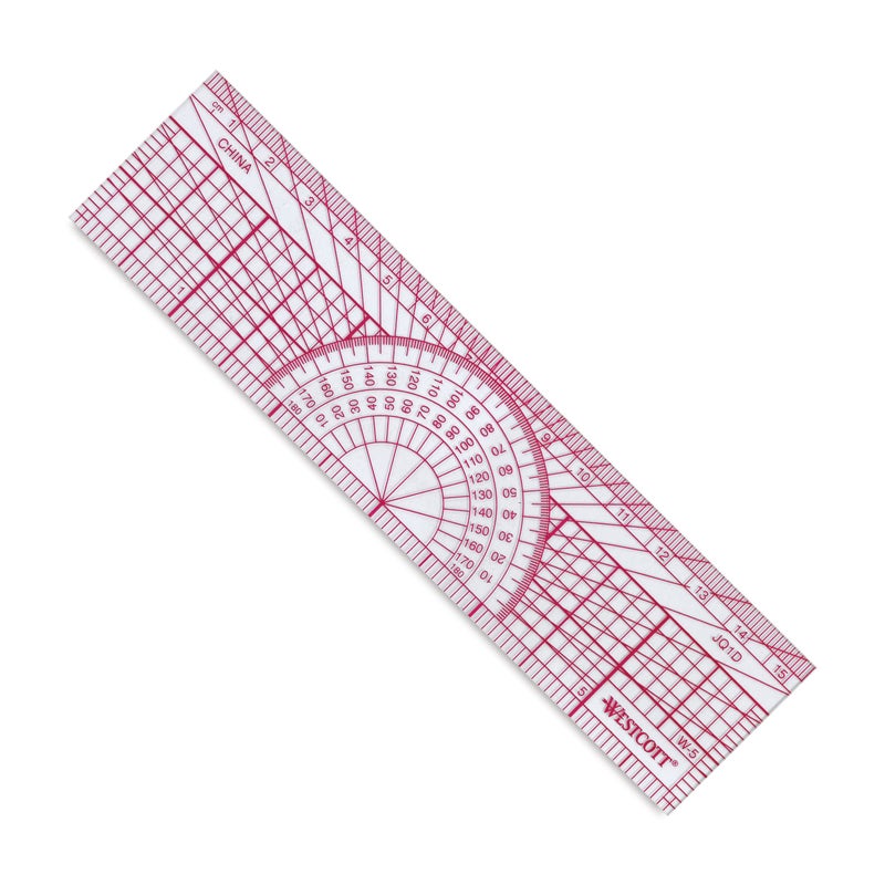 Westcott Protractor Ruler, 6", 15cm, Transparent (W-5) - Image 1