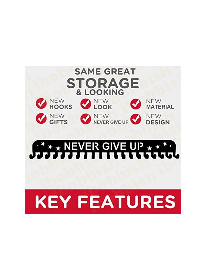 PROMASS Premium Medal Display Hanger Never Give Up with 20 Hooks,Medal Hanger Display For Wall with 16inchL,race medal display Upgraded Medal Holder display with Simple Design For gymanstics,race,soccer,swim - Image 5