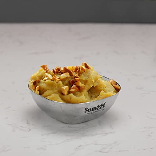 Sumeet Heavy Gauge Stainless Steel Apple Square Bowl/Wati/Katori with Mirror Finish – 8cm Dia, Set of 12pc, 180ML Each - Silver - Image 3