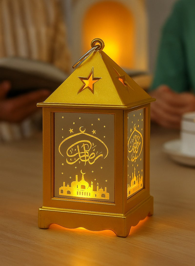 مصباح جو احتفالي صغير، لون ذهبي، فانوس زخرفي خفيف الوزن وقابل للحمل (ذهبي)، عبوة واحدة، 5.5 × 5.5 × 10.5 سم - Image 2