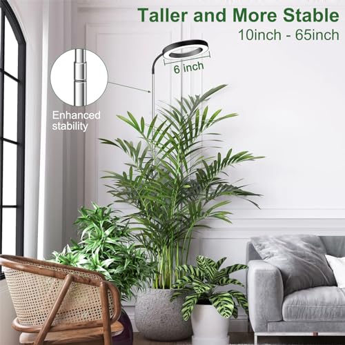 Wolezek Grow Lights for Indoor Plants Full Spectrum, 80 LEDs 3 Colors Grow Light, 65in Large Plant Lights for Indoor Growing with 360°Gooseneck, 6/12/16H Timer, 5 Brightness, Height Adjustable, Black - Image 4