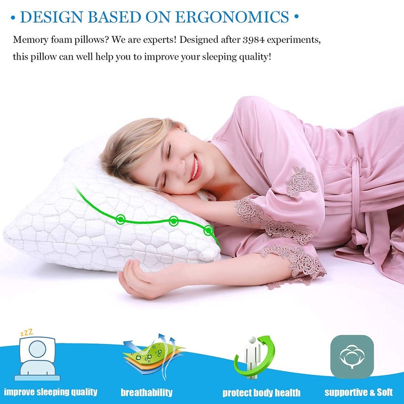 SUPA MODERN Cooling Bed Pillows for Sleeping 2 Pack Shredded Memory Foam Pillows Adjustable Cool Pillow for Side Back Stomach Sleepers Luxury Gel Pillows King Size Set of 2 with Washable Removable Cover - Image 3