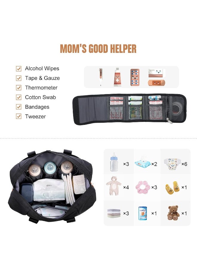 Lovevook LOVEVOOK Baby Diaper Bag, Multifunction Baby Bags with Changing Pad & Insulated Pockets, Waterproof Design and Stylish, Perfect for Mom and Dad, Black  - Image 4