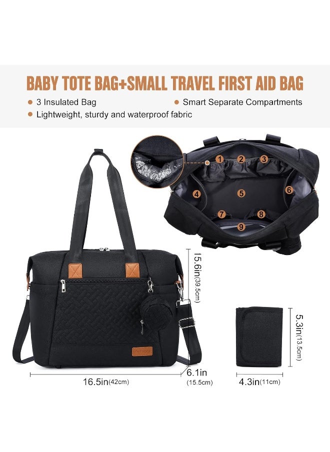 Lovevook LOVEVOOK Baby Diaper Bag, Multifunction Baby Bags with Changing Pad & Insulated Pockets, Waterproof Design and Stylish, Perfect for Mom and Dad, Black  - Image 3