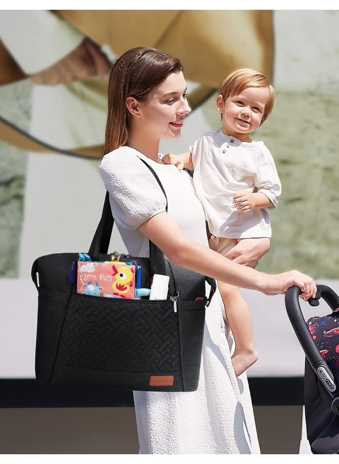 Lovevook LOVEVOOK Baby Diaper Bag, Multifunction Baby Bags with Changing Pad & Insulated Pockets, Waterproof Design and Stylish, Perfect for Mom and Dad, Black  - Image 2