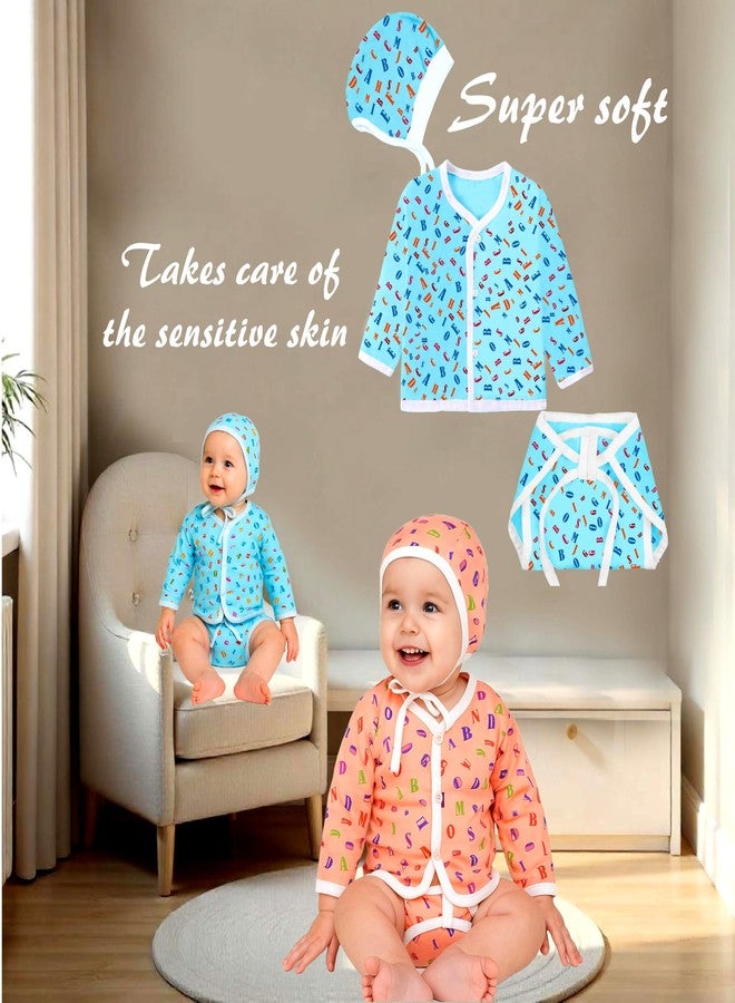 Toddylon New Born Baby Clothes Jhabla Set | Baby Dress | Infants Clothing | Shirt | Nappy | Caps | Cotton | Sleepwear | Casual | Gift Combo (Multicolor, 0-6 Months) - Image 5